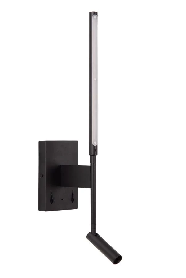 Lucide FINAN - Wall light - LED - 2700K - With USB charging point - Black - turned off